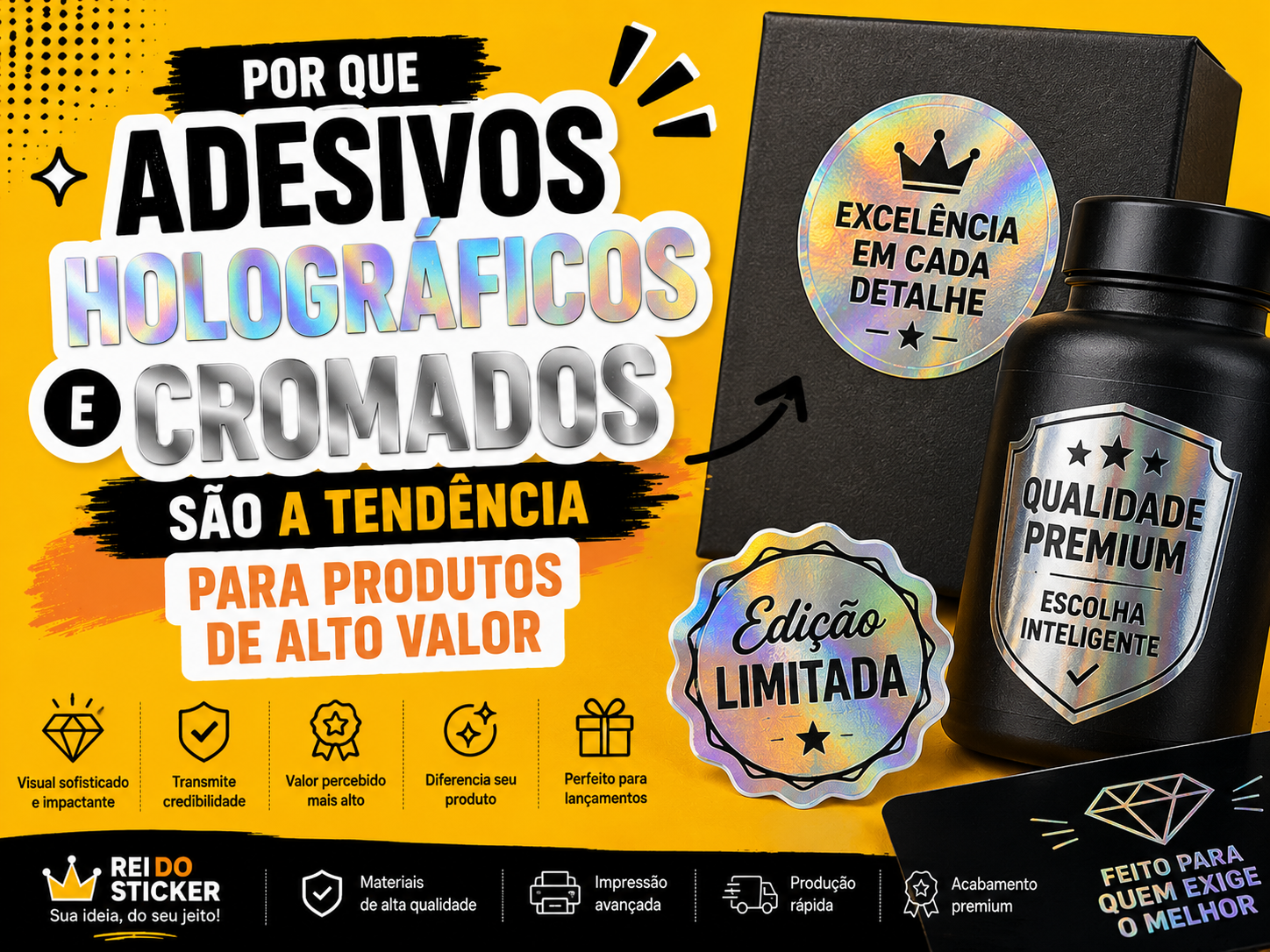 Por Que Adesivos Holográficos e Cromados São a Tendência para Produtos de Alto Valor